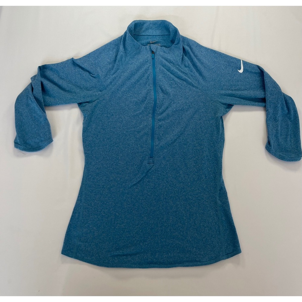 Nike Dri-FIT Womens Quarter Zip Pullover Blue Heathered Training Top Small